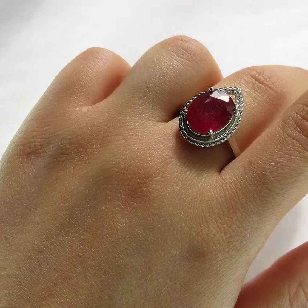 Bague de fiançailles en argent avec rubis rouge Bliss pour femmes Kiana Ashki