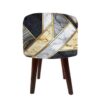 Pouf en velours luxueux avec pieds en bois rond Marble
