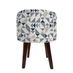 Pouf en velours luxueux avec pieds en bois rond Vania