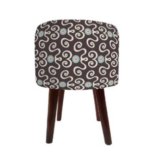 Pouf en velours luxueux avec pieds en bois rond Royal