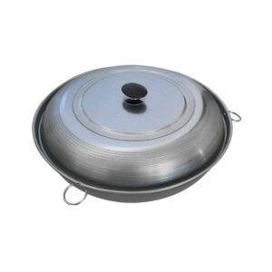 Poêle de Cuisine Suspendue pour Camping avec Couvercle – 40 cm, Durable pour Utilisation en Plein Air