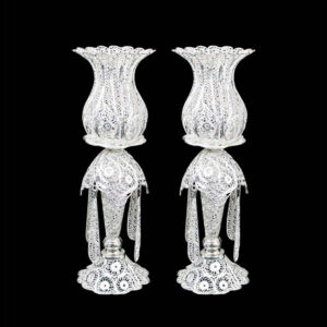 Bougeoir en filigrane persan en cuivre plaqué argent, Jam (2x)