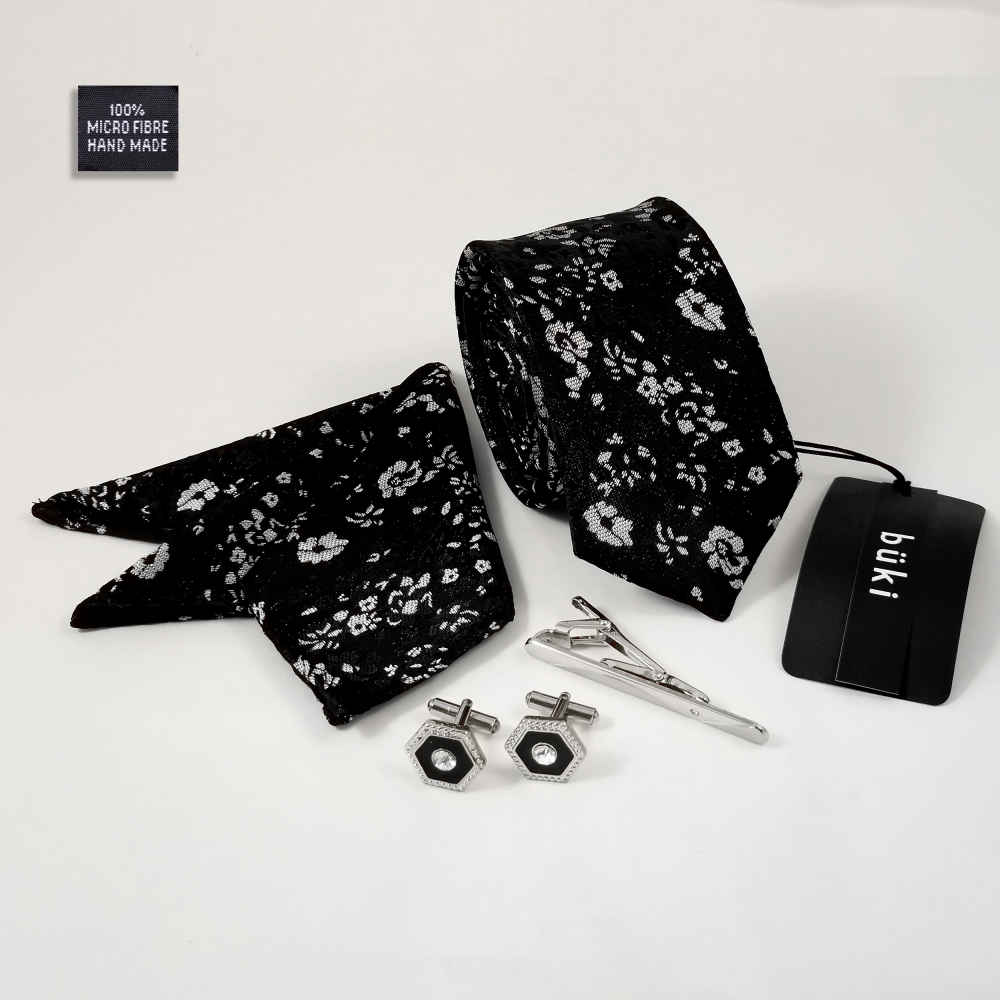 Ensemble Cravate, Pochette & Boutons de Manchette pour Homme – Fleur de Luxe