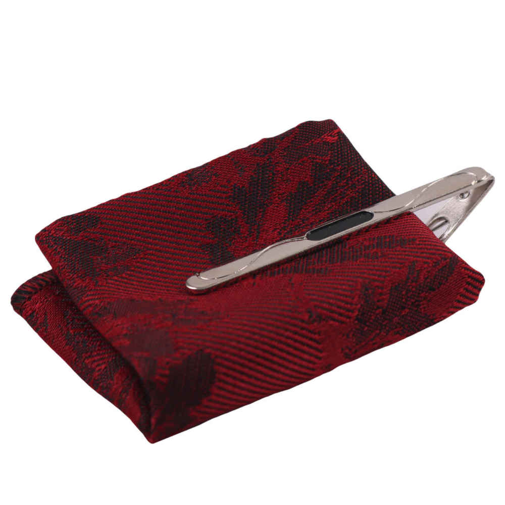 Ensemble Cravate, Pochette & Boutons de Manchette pour Homme – Rouge Foncé de Luxe