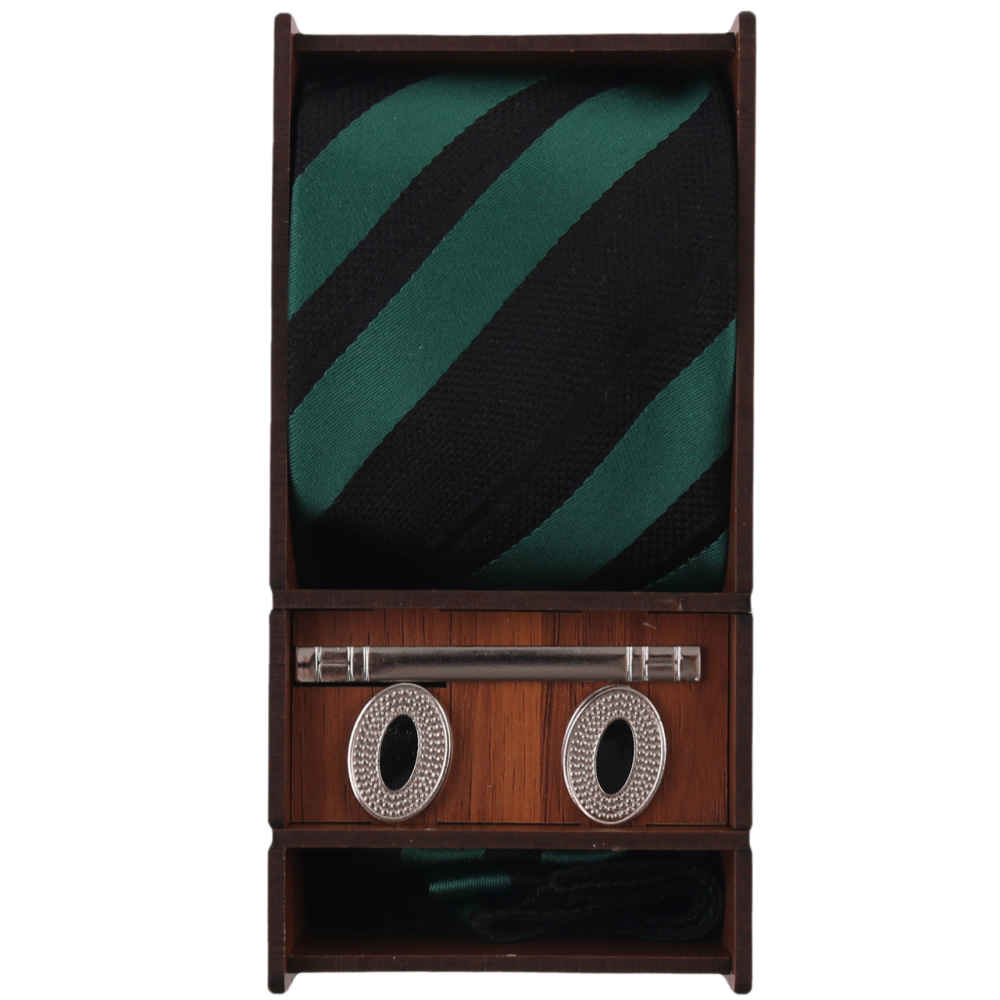 Ensemble Cravate, Pochette & Boutons de Manchette pour Homme - Rayé de Luxe
