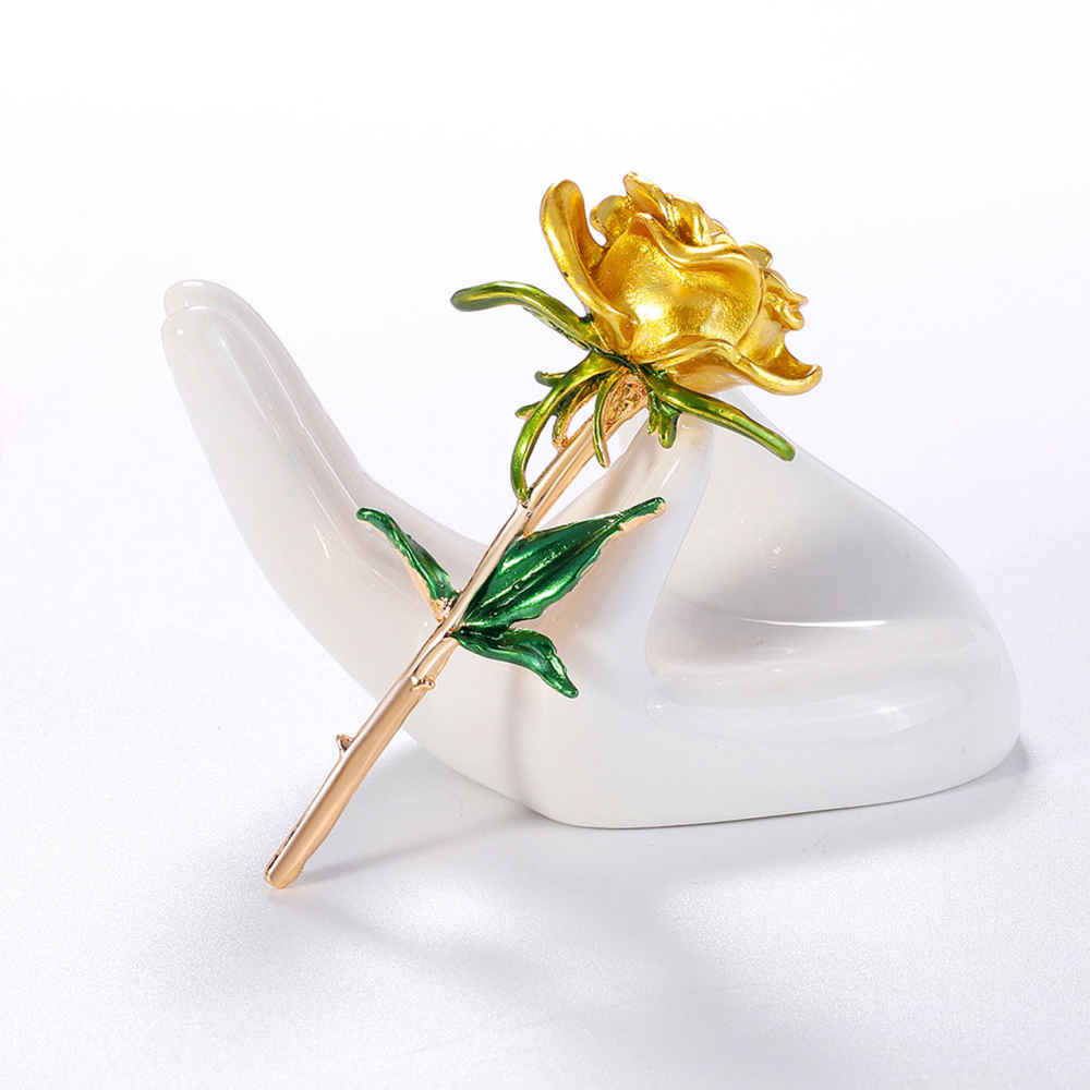 Flower Brooch Pin – Steel Rose Design: Broche Fleur – Design Rose en Acier