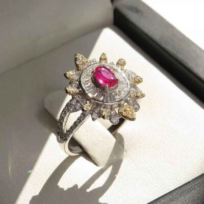 Bague de fiançailles en argent rubis rouge pour femmes – Modèle Bliss Kiana Ava, design bohème