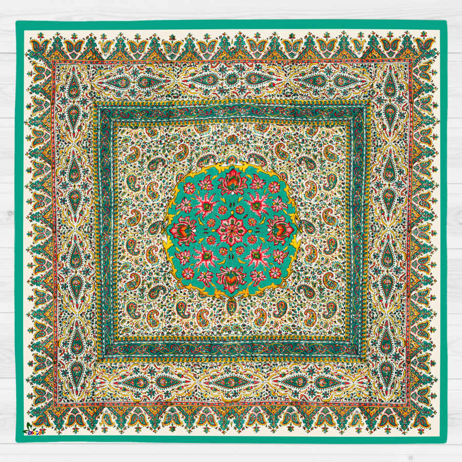 Nappe en velours design inspiré de l’élégance perse turquoise