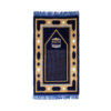 Tapis de Prière Islamique Rembourré en Velours Bleu avec Motif Kaaba pour Musulmans