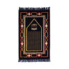 Tapis de Prière Islamique Rembourré en Velours Bleu avec Motif Kaaba pour Musulmans