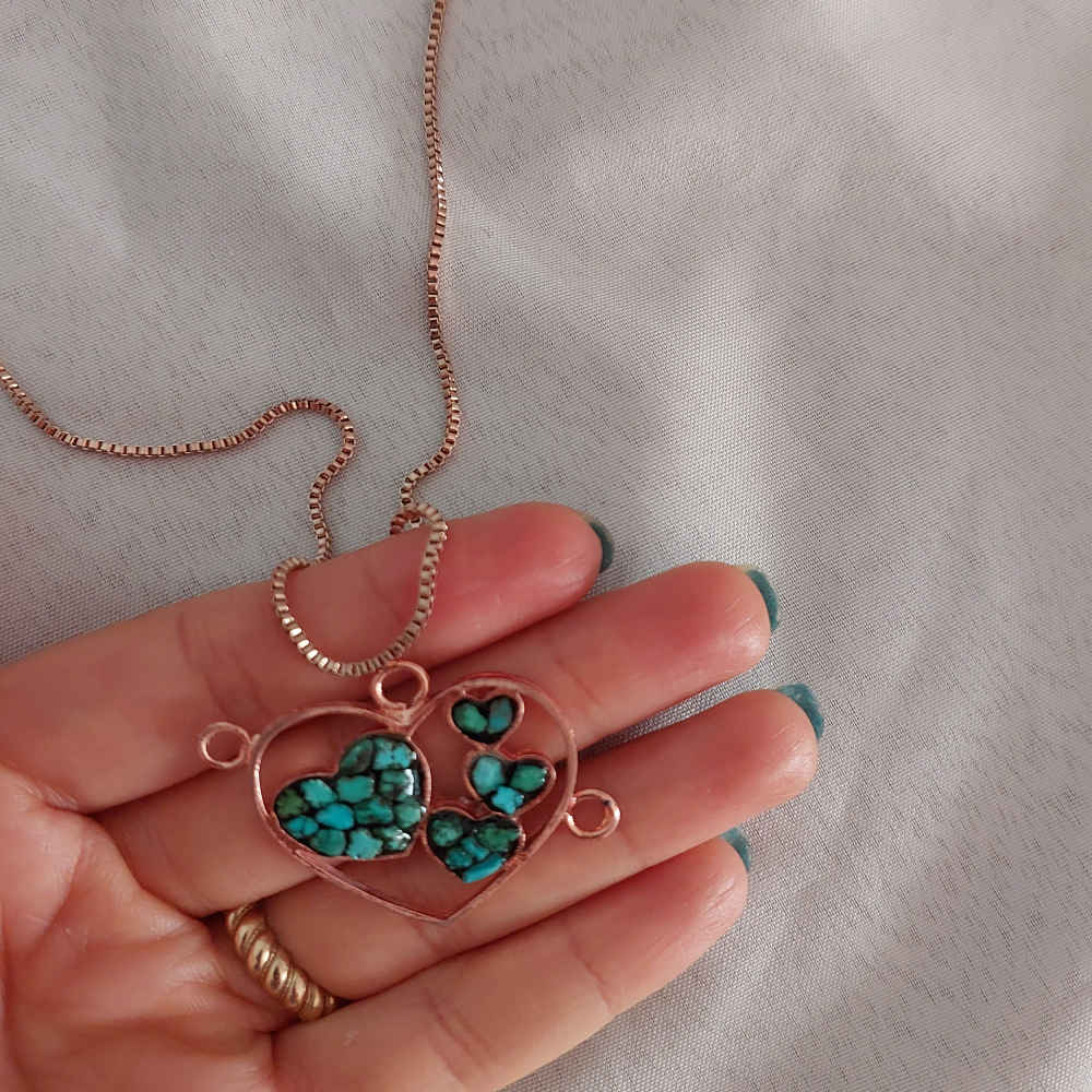 Collier en cuivre pour femmes, artistique Cœur