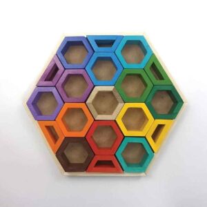 Puzzle Cerveau Géométrique en Bois Ruche – Jouet éducatif unique