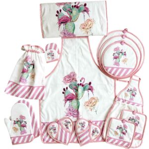 Ensemble de Tablier de Cuisine Floral 15 Pièces Modèle Rozhin