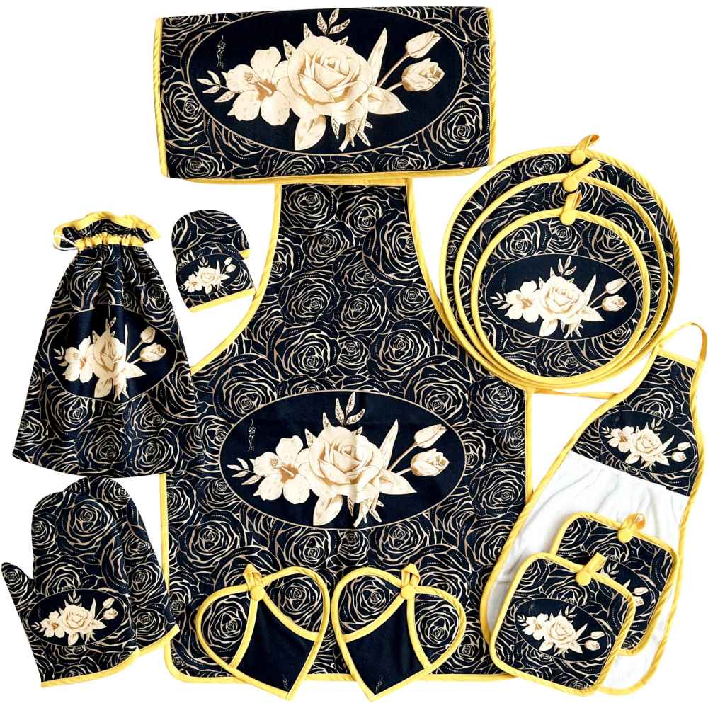 Ensemble de Tablier de Cuisine Floral 15 Pièces Modèle Simin