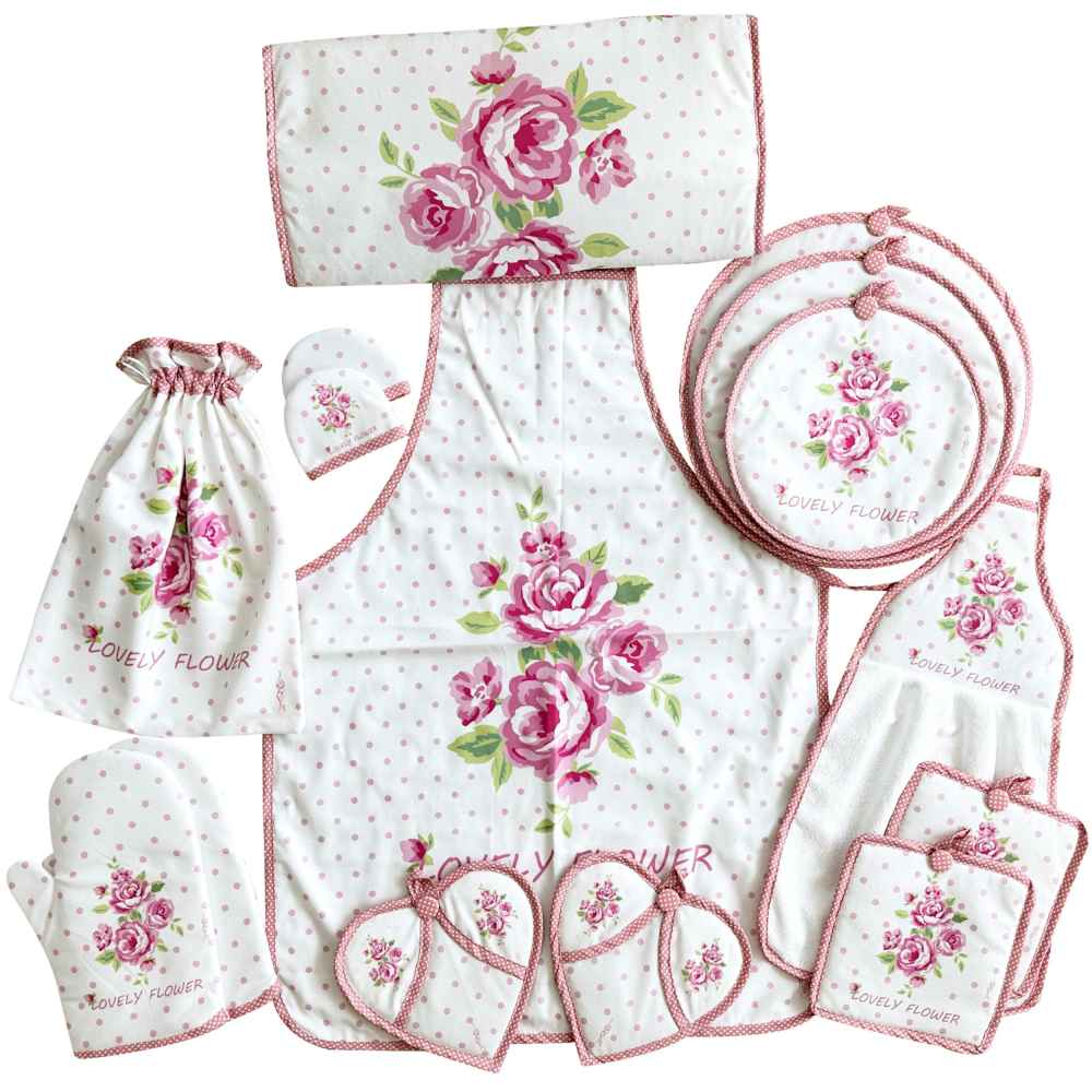 Ensemble de Tablier de Cuisine Floral 15 Pièces Modèle Yasamin
