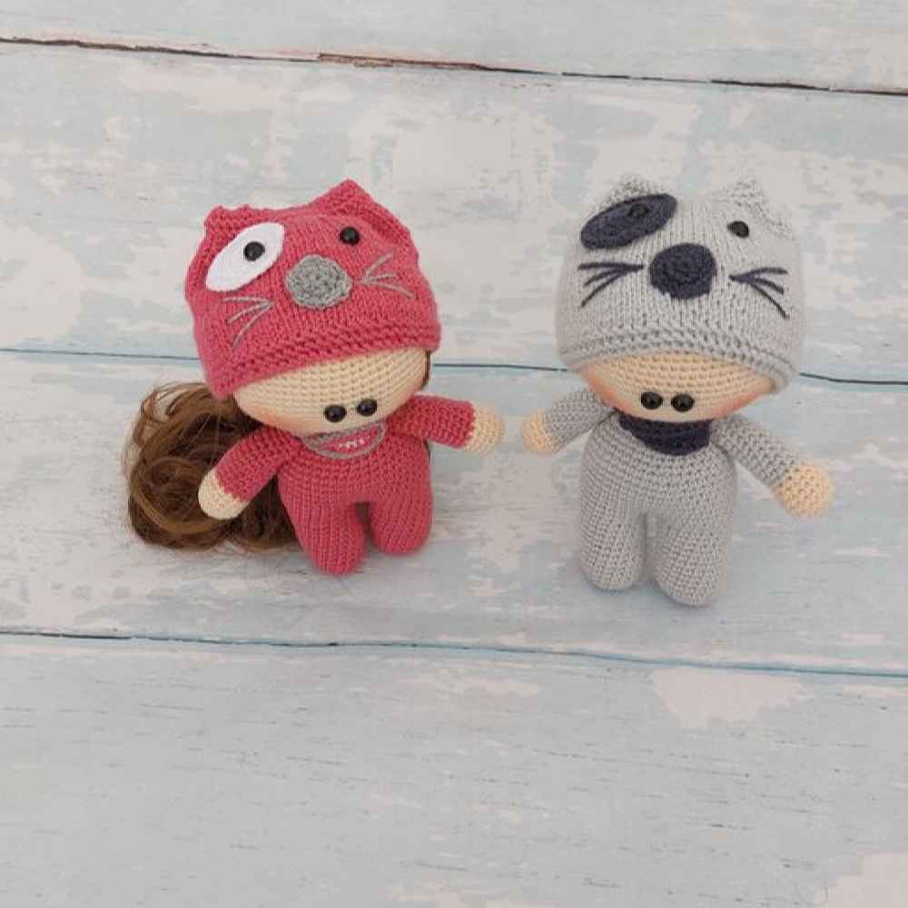 Amigurumi Poupée en Crochet Fait Main – Ensemble de 2 Poupées Mignonnes | Jouet en Peluche Doux