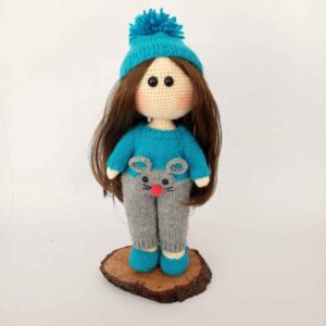 Amigurumi Poupée en Crochet Fait Main – Fille Bleue | Jouet en Peluche Doux