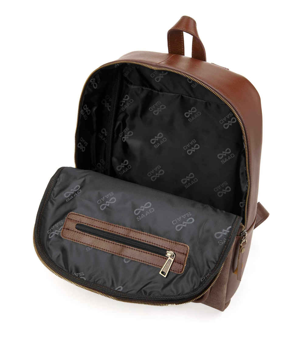 Sac à Dos en Cuir Marron & Toile pour Femme – Modèle Nina