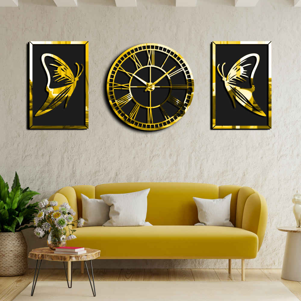 Ensemble moderne d&rsquo;horloges murales en 3 pièces Carolyn