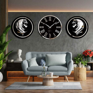 Ensemble moderne d’horloges murales en 3 pièces Cheval