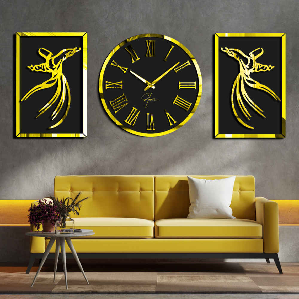 Ensemble moderne d’horloges murales en 3 pièces Cheval