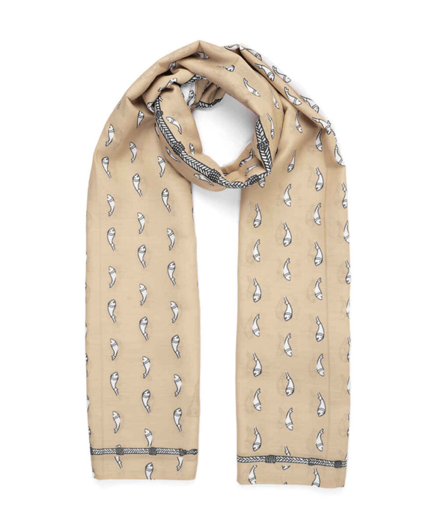 Châle Traditionnel pour Femme Double Face en Coton - Modèle Poisson