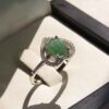 Bague en Argent avec Émeraude Verte pour Femme Fiançailles Ghalb