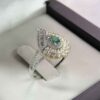 Bague en Argent avec Émeraude Verte pour Femme Fiançailles Majlesi
