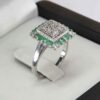 Bague en Argent avec Émeraude Verte pour Femme Fiançailles Maral