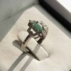Bague en Argent avec Émeraude Verte pour Femme Fiançailles Nazgol