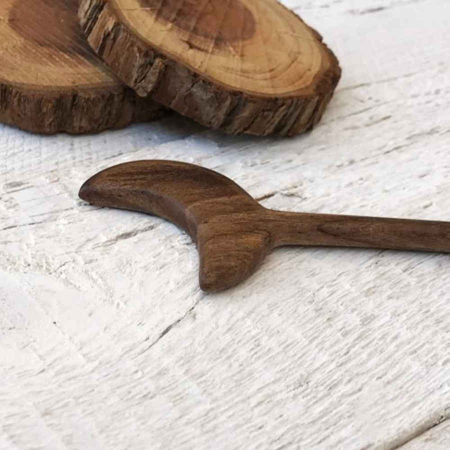 Bâtonnet de cheveux en bois fait main Design Matter Lune Grande Taille