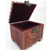 Hand-Carved Wooden Jewelry Box with Floral and Bird Pattern