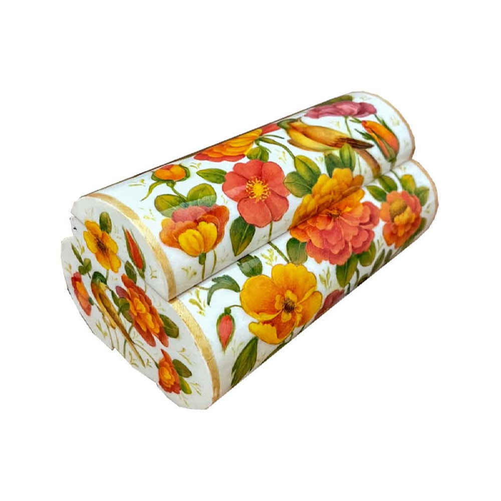 Boîte à bijoux en os artisanale avec motif Gol o Morgh d’inspiration persane