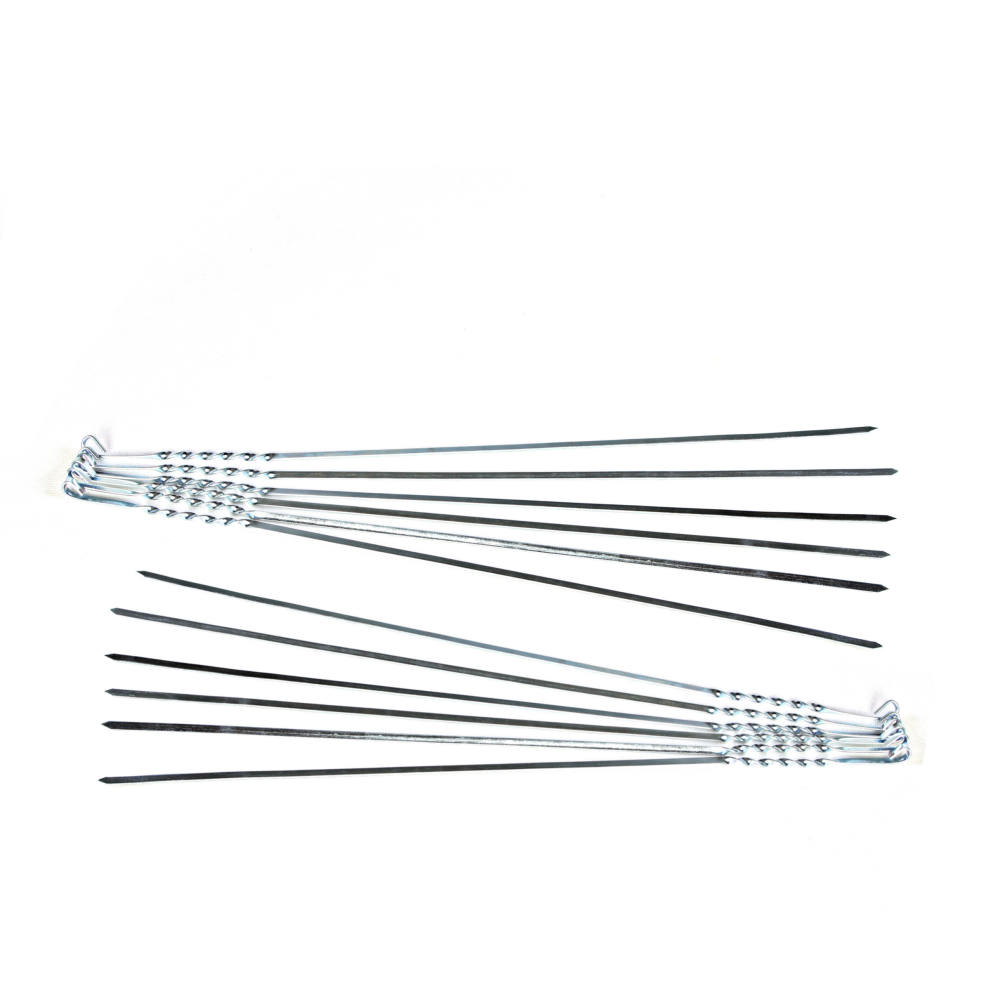Ensemble de Douze Brochettes Fines et Torsadées en Acier (52 cm) pour Kebab de Foie et Grillades