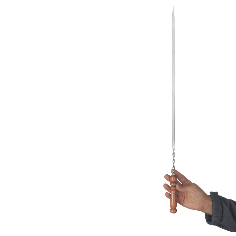 Ensemble de Six Brochettes en Acier avec Manche en Bois (60 cm) pour Kebab et Grillades