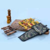 Ensemble de Six Brochettes en Acier avec Manche en Bois (63 cm) pour Kebab et Grillades
