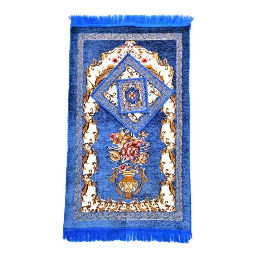 Tapis de Prière Islamique Rembourré en Velours avec Motif Mihrab Blanc pour Musulmans
