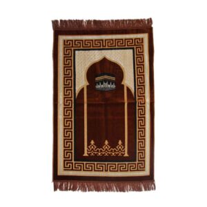 Tapis de Prière Islamique Rembourré en Velours avec Motif Kaaba pour Musulmans
