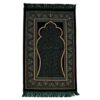 Tapis de Prière Islamique Rembourré en Velours avec Motif Mihrab Vert pour Musulmans