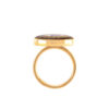 Bague Chevalière en Acier avec Lapis Recouvert de Résine et Symbole Cheshm Plaqué Or