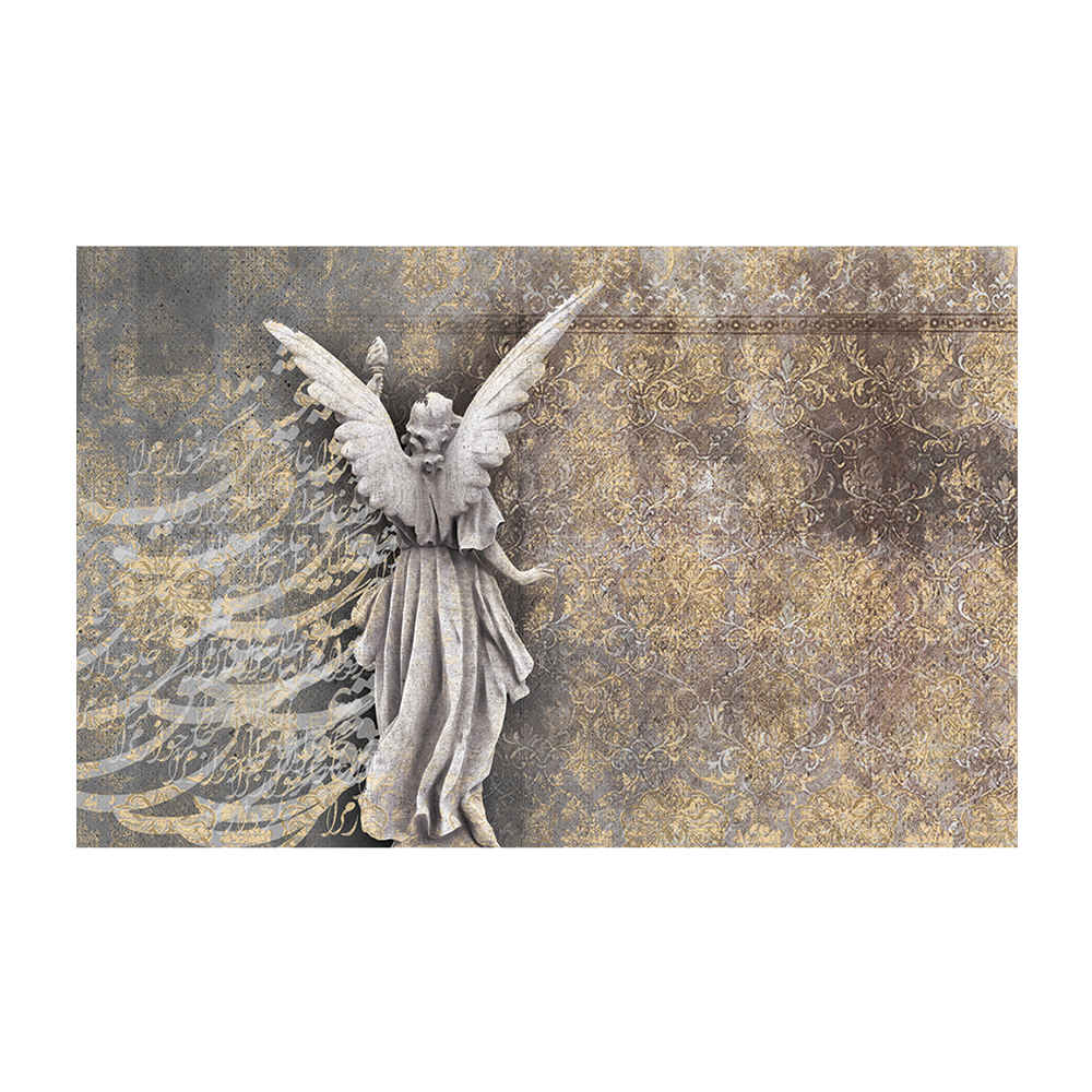 Fresque murale calligraphique persane grise modèle Donya pour intérieurs modernes