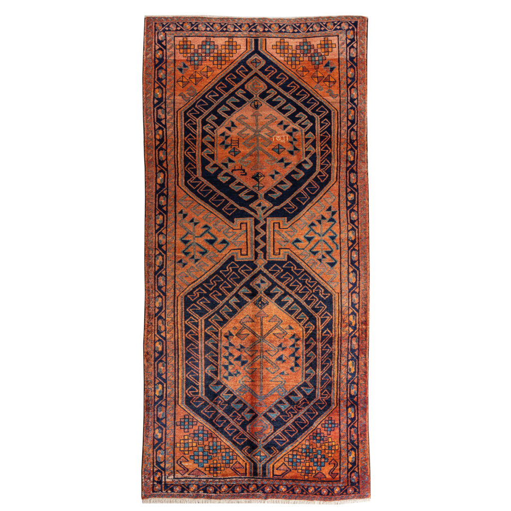 Tapis persan tribal vintage noué à la main modèle Meshkin