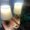 Lampe de table en bois – modèle artisanal crème & brun Jinara
