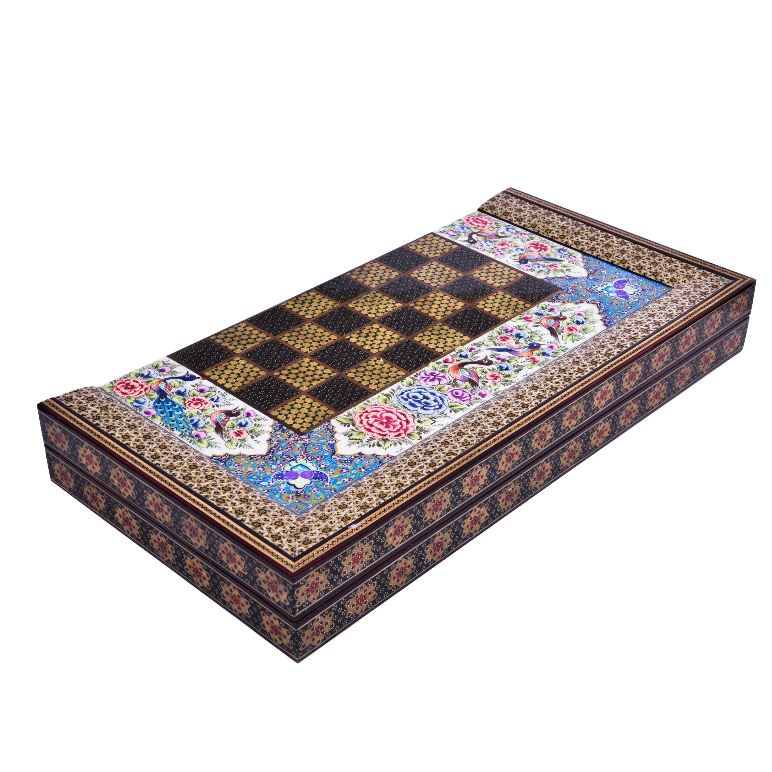Plateau d'Échecs en Marqueterie Incrustée en Bois Persan Modèle Chakavak