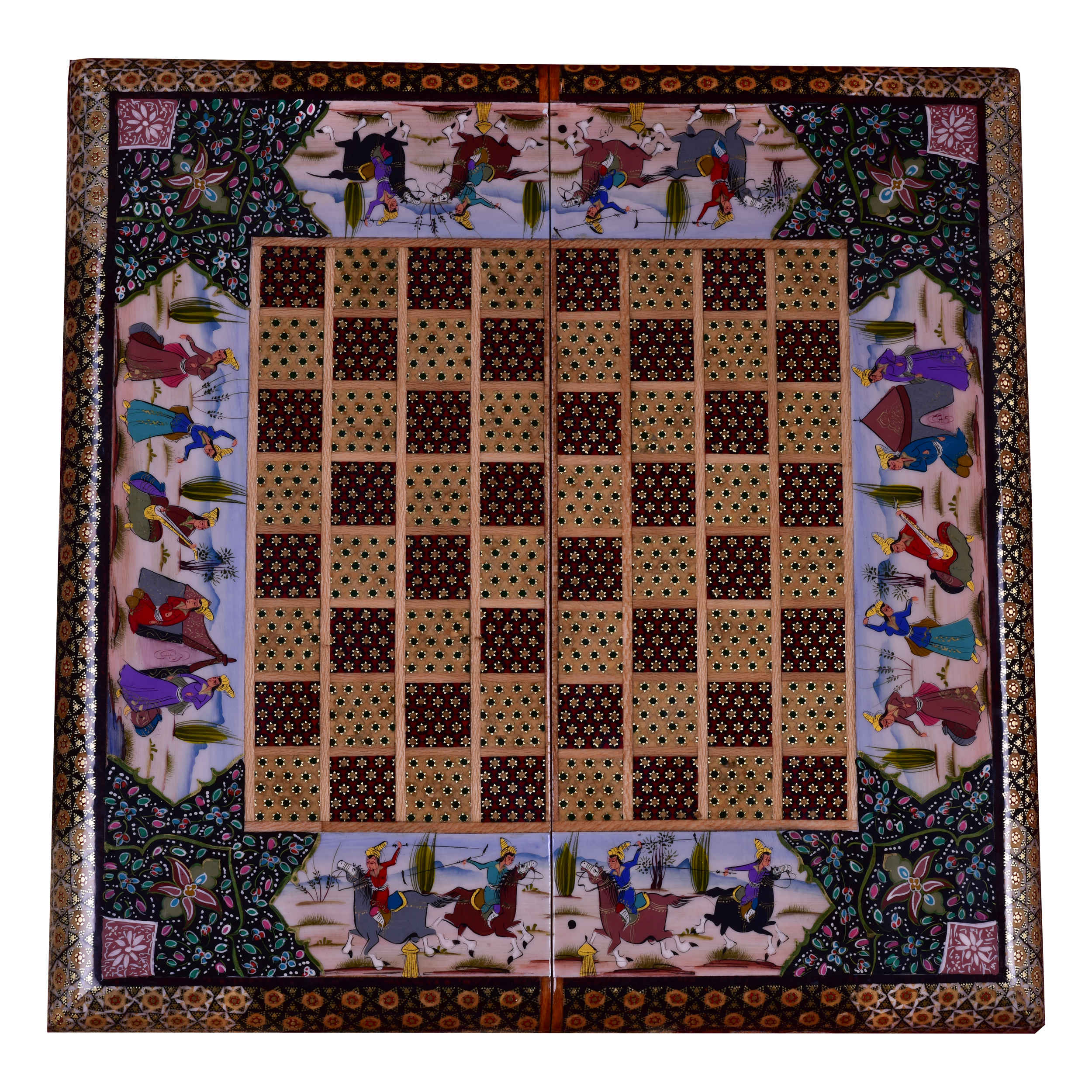 Plateau d'Échecs Khatamkari Persan Modèle Majlesi