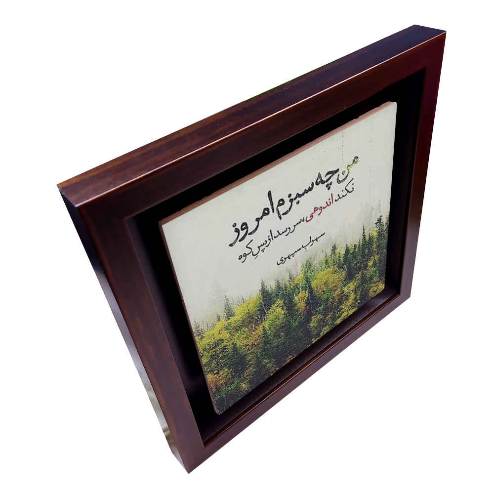 Carreau en céramique persane décoratif encadré – Sabz