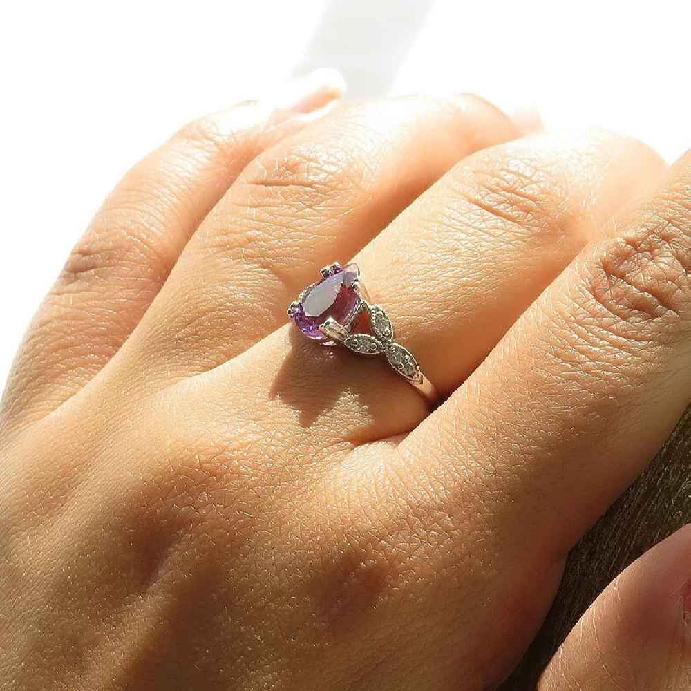 Bague en argent avec améthyste pour femmes Mana