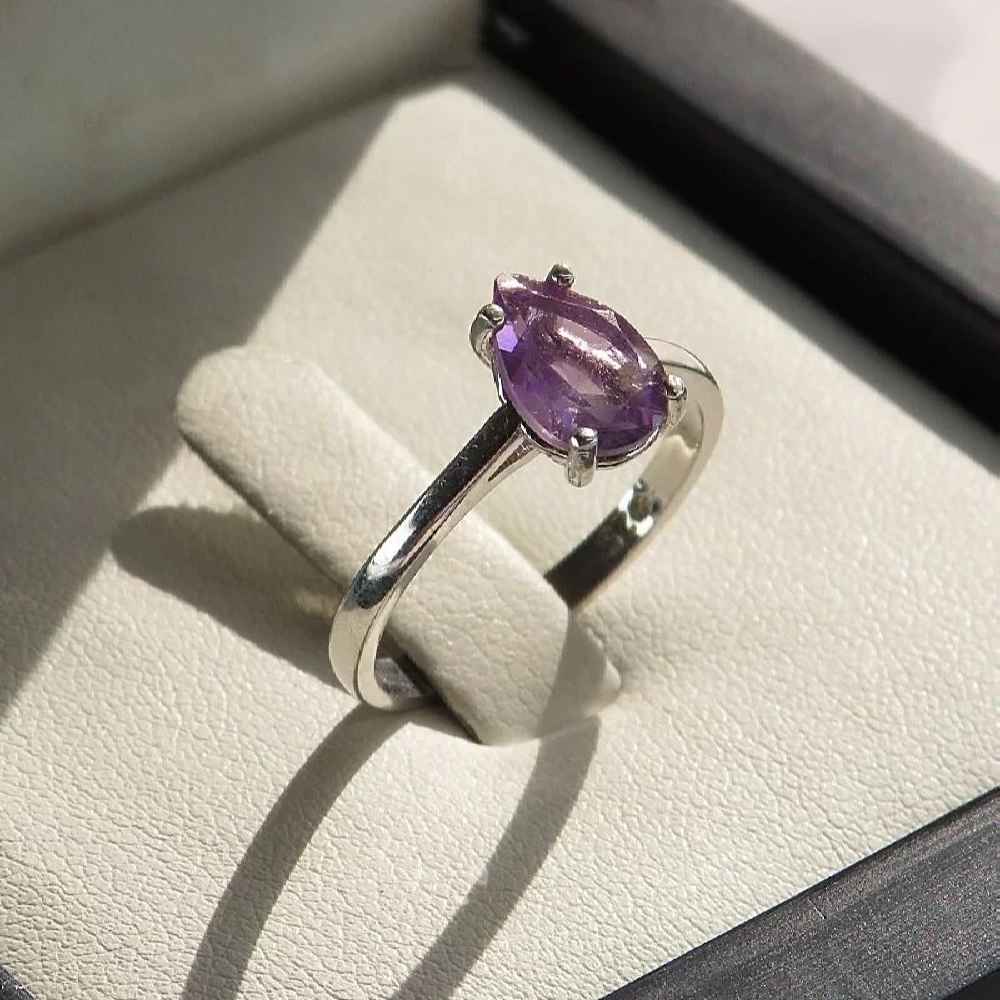 Bague en argent avec améthyste pour femmes Zarif