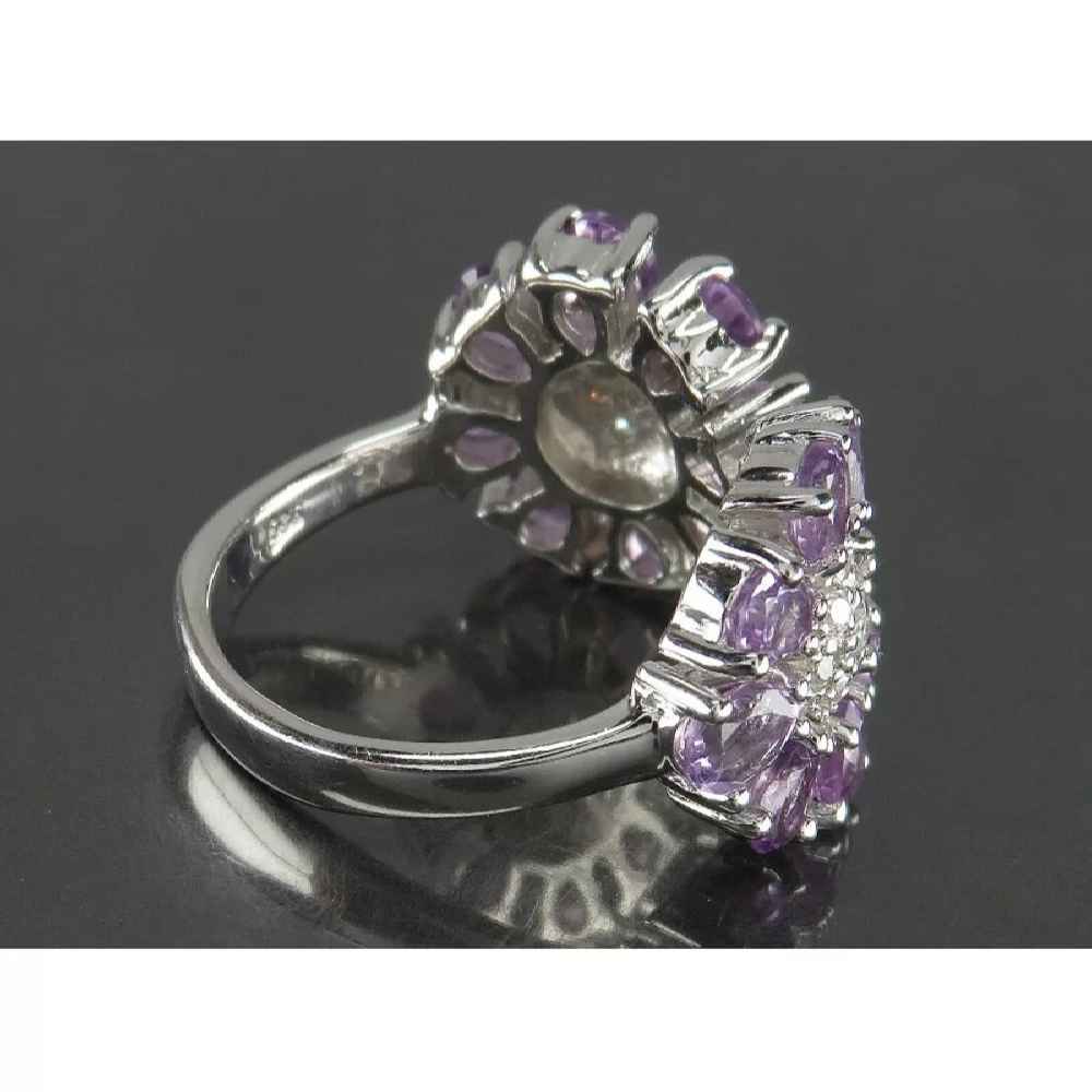 Bague en argent avec améthyste pour femmes Shokofeh