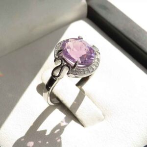 Bague en argent avec améthyste pour femmes Nazi